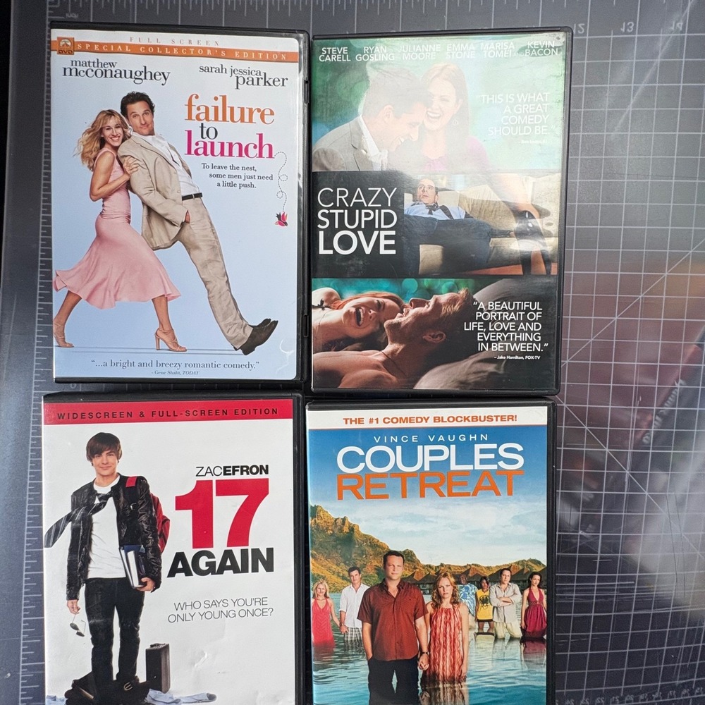 Romantic Comedy DVD Lot 4 Movies Crazy Stupid Love 17 Again Couples Retreat